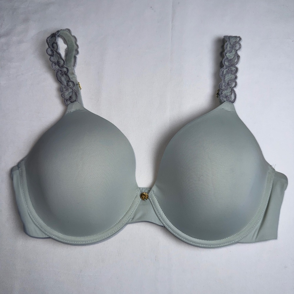 Natori Pure Luxe Contour Underwire Tshirt Bra Light Sage Green Lace 34C 732080